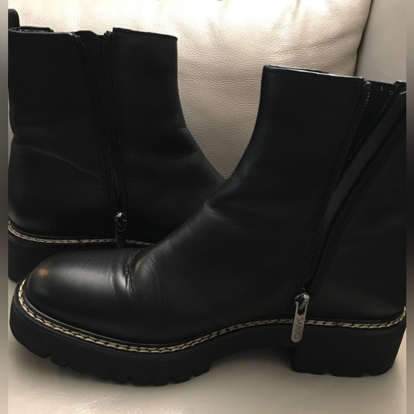 Franco Sarto A-Freda Black Leather Boots Sz 8M - Picture 4 of 7